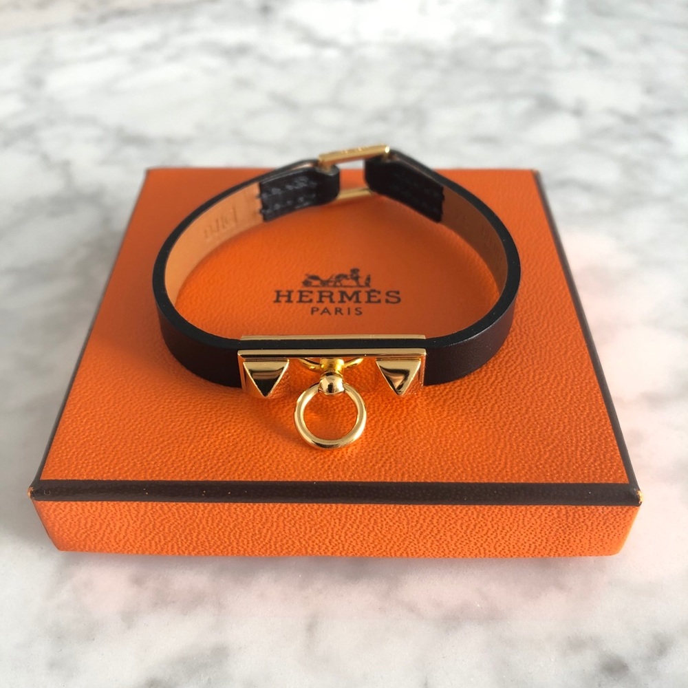 Hermes Black mini Rivale in swift leather gold hw.